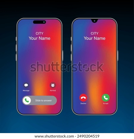 Smartphones and Smart Devices Incoming Call Screen Templates: Smart Mobile Phone UI and UX Concepts. Vector.