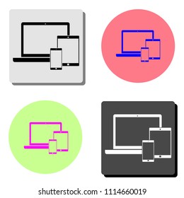 smartphones tablets laptop. simple flat vector icon illustration on four different color backgrounds