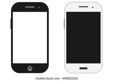 Smartphones vector mockup black and white. Can use for background frame / brochure object / web element / object for printing / app background mockup.
