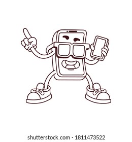 Smartpone Cartoon Mascot Vector Sticker