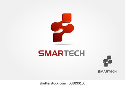 SmartTech Vector Logo Illustration. Abstract Technology in style of S vector logo design template. 