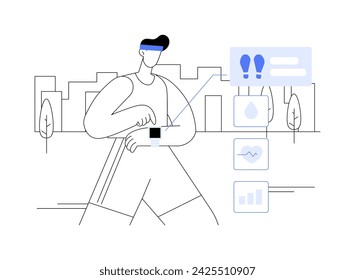 Smartwatch advanced sport tracking isolated cartoon vector illustrations. Man with smartwatch checks running metrics, fitness with gadgets, mobile technology, wireless connection vector cartoon.