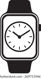 Smartwatch mit analoger Uhr einzeln auf weißem Hintergrund