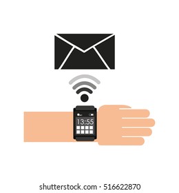 smartwatch app email media graphic vector illustration eps 10