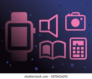 Design für intelligente Armbanduhr und Apps-Icon, E-Commerce-Shopping-Motiv für digitales Marketing Vektorgrafik