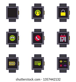 SmartWatch Apps Line Color Icons