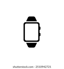 Smartwatch diseño de icono de Vector plano blanco y negro. Símbolo de reloj inteligente y arte de Clip