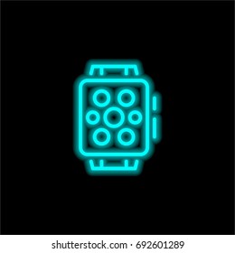 Smartwatch blue glowing neon ui ux icon. Glowing sign logo vector