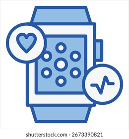 Smartwatch Blue White Single Icon Illustration