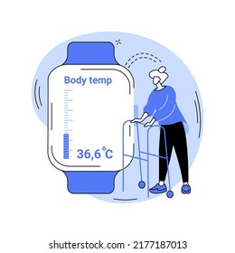 Smartwatch Body Temperature Monitoring Isolated Cartoon Vector Illustrations. Person Controls Body Temperature Using Smartwatch, Mobile Technology, Covid-19 Pandemic Vector Cartoon.