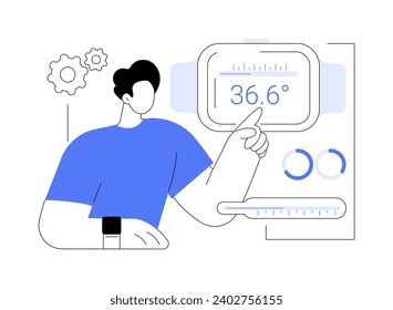 Smartwatch body temperature monitoring isolated cartoon vector illustrations. Person controls body temperature using smartwatch, mobile technology, covid-19 pandemic vector cartoon.