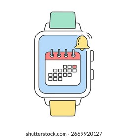 Smartwatch con el ícono del Vector del recordatorio del calendario