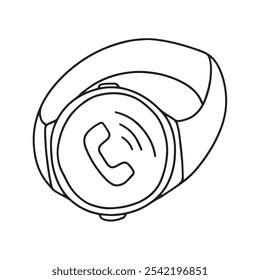 Smartwatch con el icono de llamada en el Vector de pantalla dibujado a mano boceto