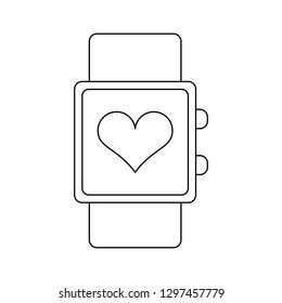 smartwatch with cardio symbol black and white