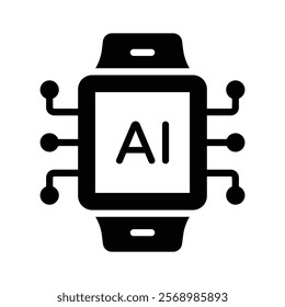 A smartwatch with a chip, symbolizing wearable AI technology for daily use