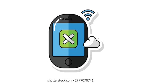 Smartwatch with cloud and WiFi icons