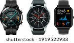 Smartwatch collection, realistic icons isolated on white, technology electronic gadgets, wrist watch vector illustration, interesting modern electronic bands set.
