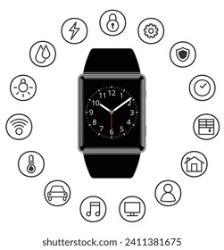 Smartwatch collection, realistic icons
isolated on white, technology electronic
gadgets, wrist watch vector illustration,
interesting modern electronic bands.
Silhouette