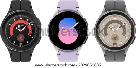Smartwatch collection, realistic icons isolated on white, technology electronic gadgets, wrist watch vector illustration, interesting modern electronic bands set.