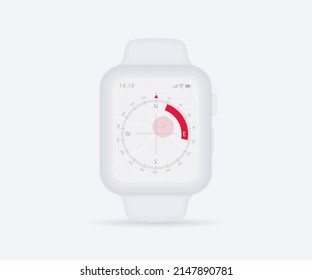 Smartwatch Compass app UI UX GUI concept, Map GPS app on screen navigation, watch weather, application compass for navigator, app map, North West South East navigate technology, Vector illustration