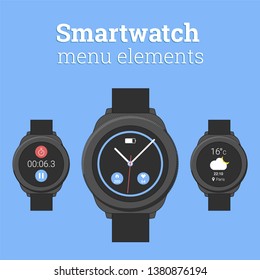 Smartwatch concept with icons in modern flat design