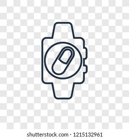 Smartwatch concept vector linear icon isolated on transparent background, Smartwatch concept transparency concept in outline style