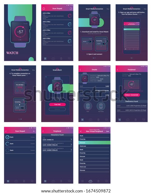 Smartwatch Connection App Ui Design Mobile Stock Vector Royalty Free