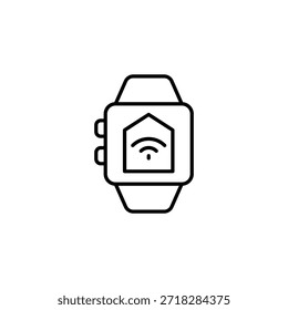 Smartwatch Controlling Home Automation System Outline Icon