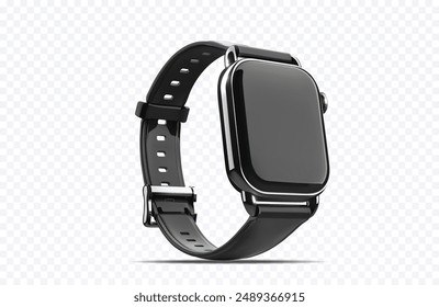 Smartwatch Design, Modern Wearable Technology. Isolated Vector Realistic Smartwatch on Transparent Background, Symbolizing Innovation and Digital Connectivity for Tech Projects.  Realistic 3d. - Powered by Shutterstock - Get 15% off with code: PIKWIZARD15