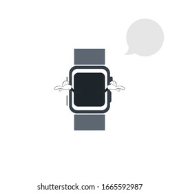 smartwatch device cartoon character design with white background and speech bubble