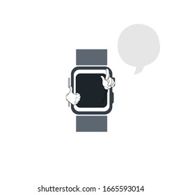 diseño de caricaturas de dispositivos inteligentes con fondo blanco y burbuja de habla
