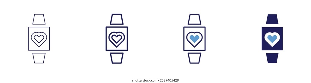 Smartwatch device icon in 4 different styles. Thin Line, Line, Bold Line, Duotone. Duotone style. Editable stroke.