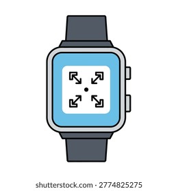 Smartwatch displaying directional arrows interface on screen Vector