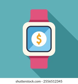 Smartwatch is displaying a dollar sign, representing the growing world of fintech and mobile payments