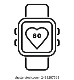 Smartwatch displaying a heart rate of 80, perfect for illustrating health and fitness apps