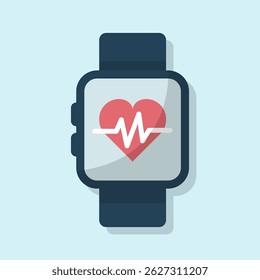 Smartwatch displaying vital signs in vector design cartoon flat design illustration