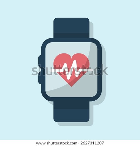 Smartwatch displaying vital signs in vector design cartoon flat design illustration