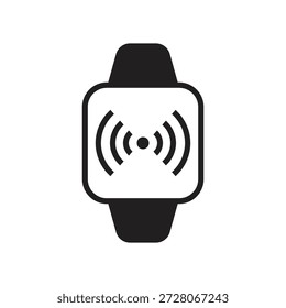Smartwatch zeigt Wireless-Signal oder NFC-Symbol fest an