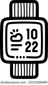 Smartwatch doodle vector icon and illustration