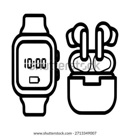 Smartwatch and earbuds illustration  vector