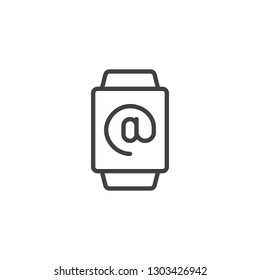 Smartwatch email touchscreen line icon. linear style sign for mobile concept and web design. Smart watch e-mail display outline vector icon. Symbol, logo illustration. Pixel perfect vector graphics