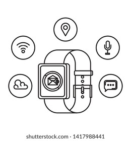 smartwatch with envelope email and applications set