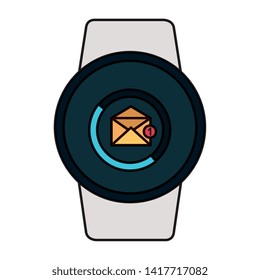 smartwatch with envelope email vector illustration