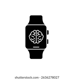 Smartwatch face with brain icon representing AI health technology