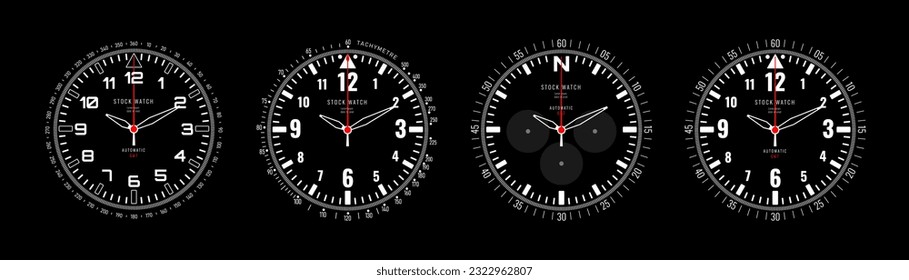 Smartwatch Faces Mechanical Style Set. Technology Electronic Gadgets, Wrist Watch Design. Vector Illustration.