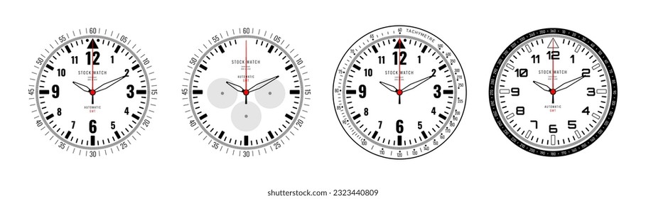 Smartwatch Faces Mechanical Style Set. Technology Electronic Gadgets, Wrist Watch Design. Vector Illustration.