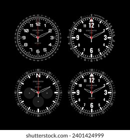 Smartwatch Faces Mechanical Style Set. Technology Electronic Gadgets, Wrist Watch Design. Vector Illustration.