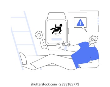 Smartwatch fall detection abstract concept vector illustration. Person with smartwatch having fall detection notification, mobile healthcare technology, alerts in gadgets abstract metaphor.