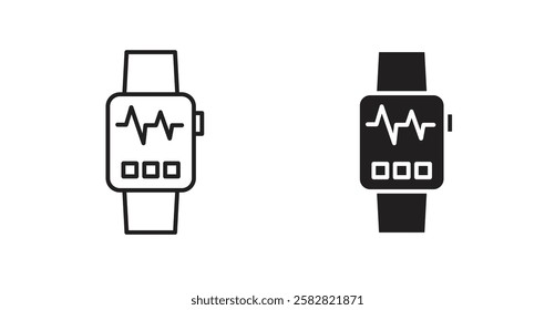 Smartwatch filled and outlined icons vectors on white background