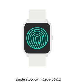 smartwatch with fingerprint icon. vector illustration